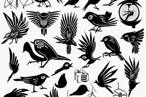 bird contour blackwork tattoo tattoo idea
