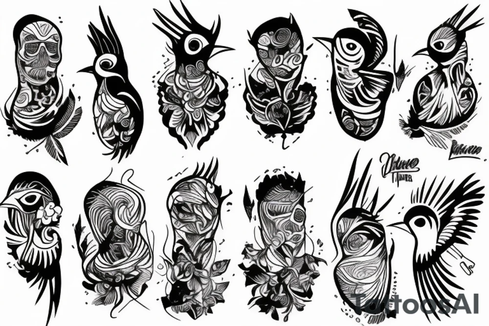 bird contour blackwork tattoo tattoo idea