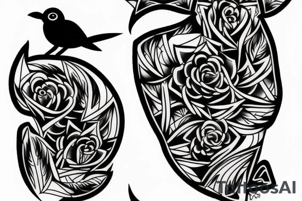 bird contour blackwork tattoo tattoo idea