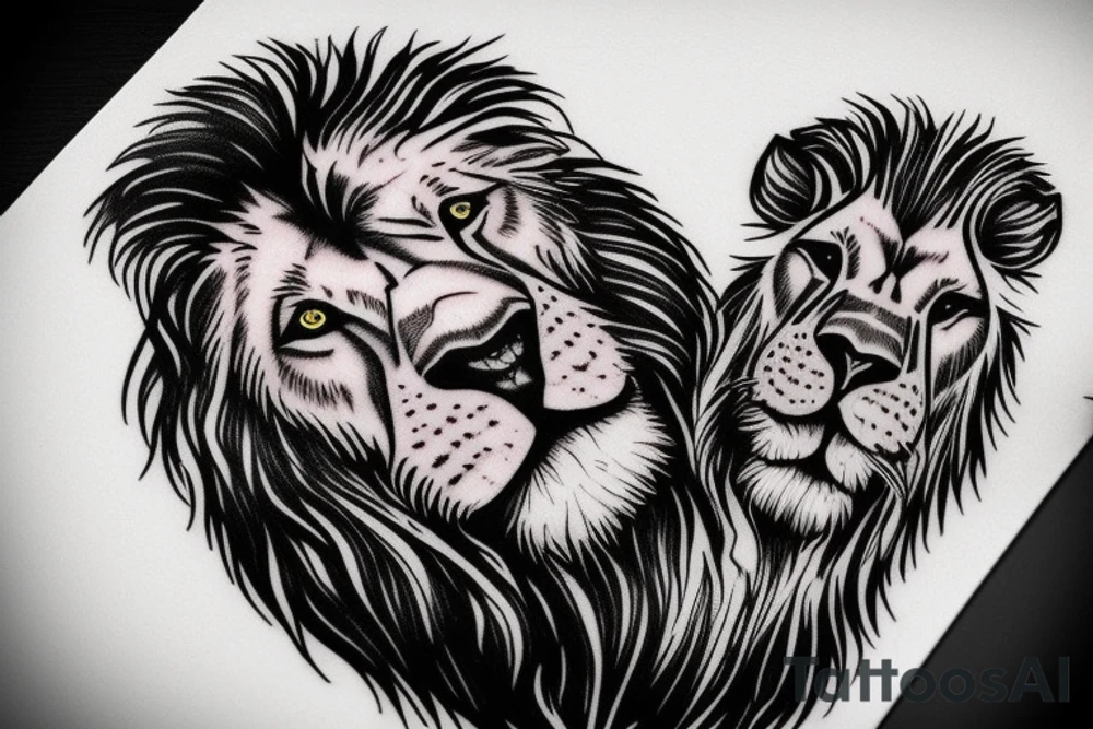 A lion face with fade haircut and beard tattoo idea