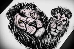 A lion face with fade haircut and beard tattoo idea
