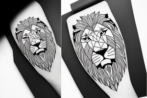 A lion face with fade haircut and beard tattoo idea