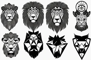 A lion face with fade haircut and beard tattoo idea