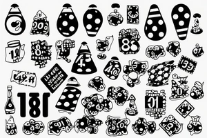 Small 88 numbers merged and minimalistic trash polka tattoo idea