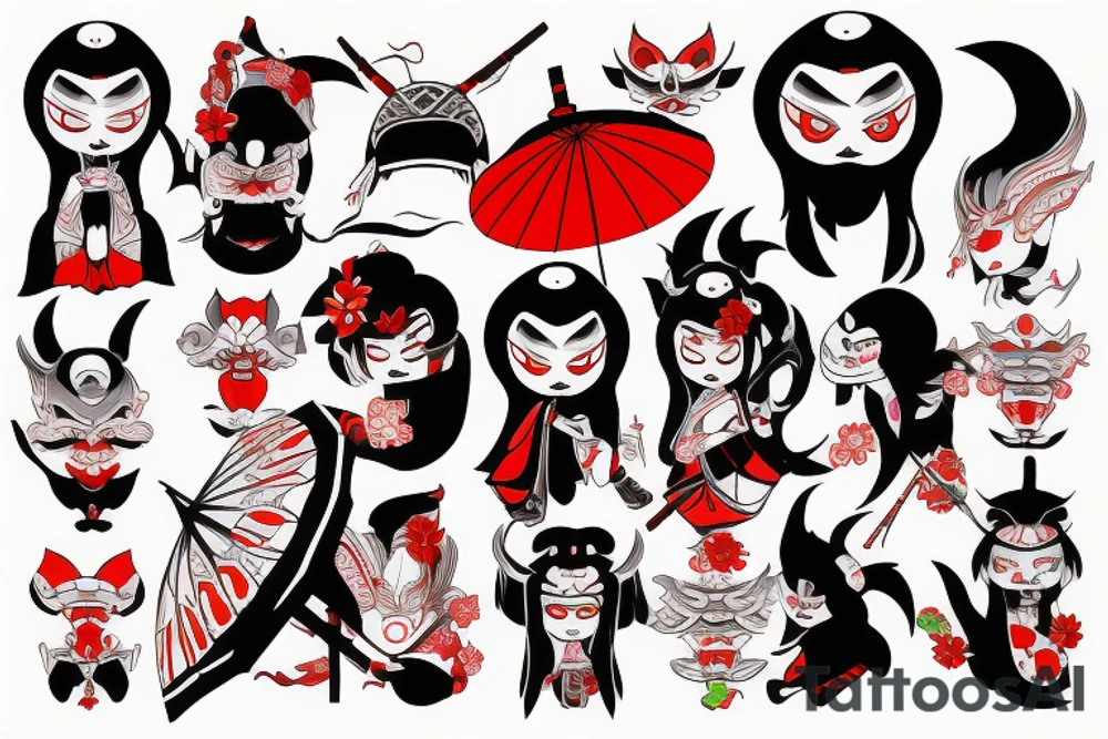 oni
tengu
gaisha 
umbrella tattoo idea