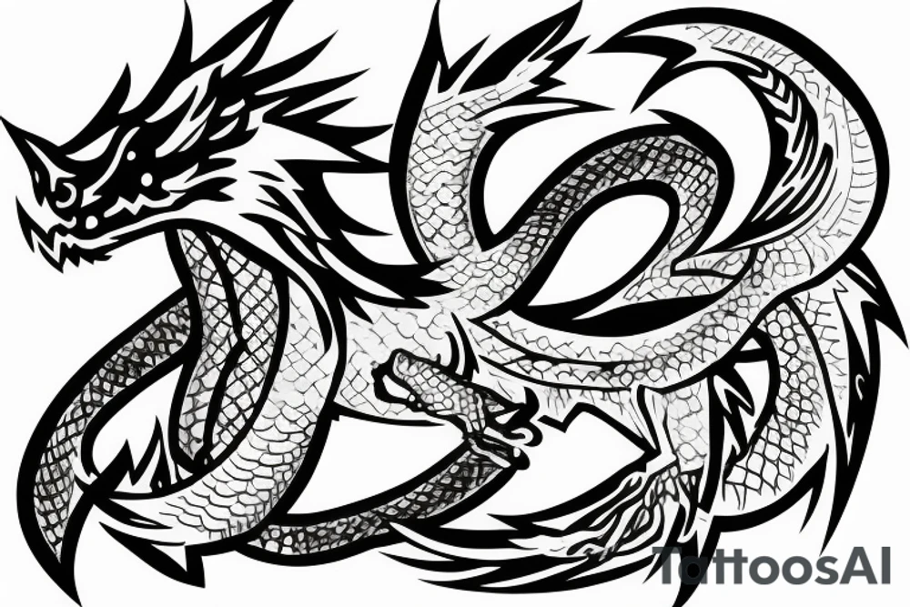 dragon with a star in background tattoo idea
