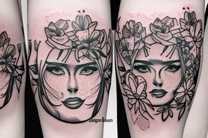orange juice box and flowers tattoo idea