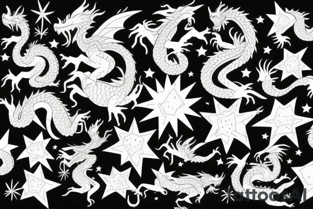 dragon with a star in background tattoo idea