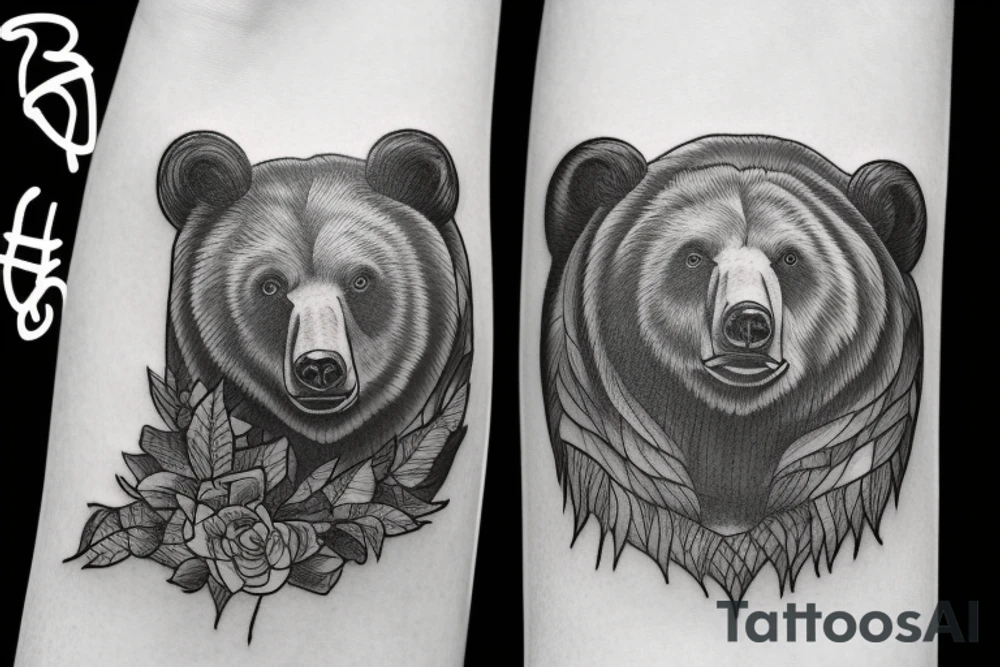 bear and mountains tattoo idea