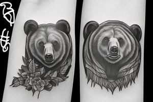 bear and mountains tattoo idea