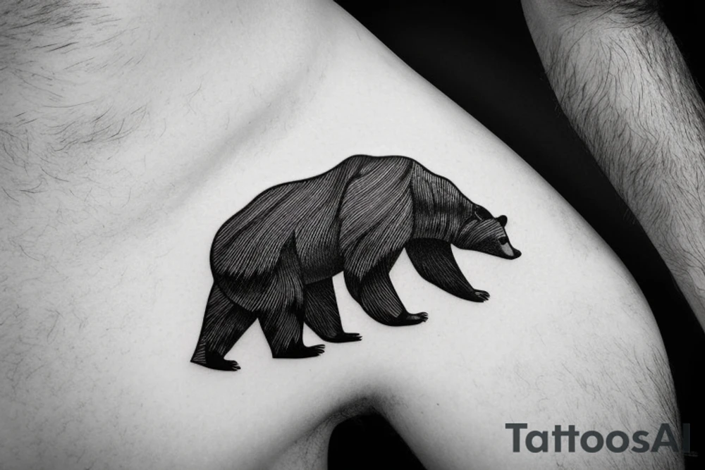 bear and mountains tattoo idea