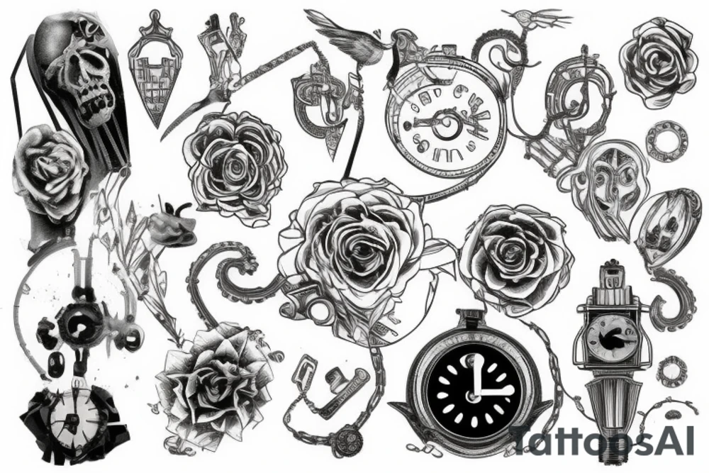 leave the past behind represented by a clockwork tattoo idea