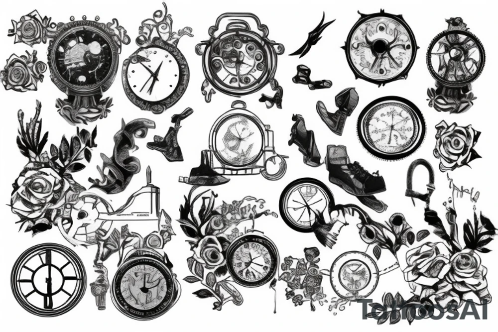 leave the past behind represented by a clockwork tattoo idea