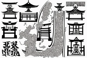 torii gate and kanji underneath tattoo idea