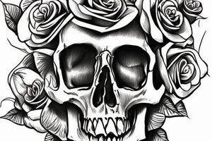 Skull Egyptian god with roses tattoo idea