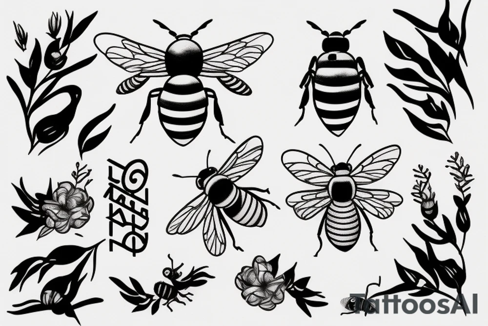 bee, wasp and crane tattoo idea
