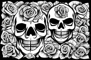 Skull Egyptian god with roses tattoo idea