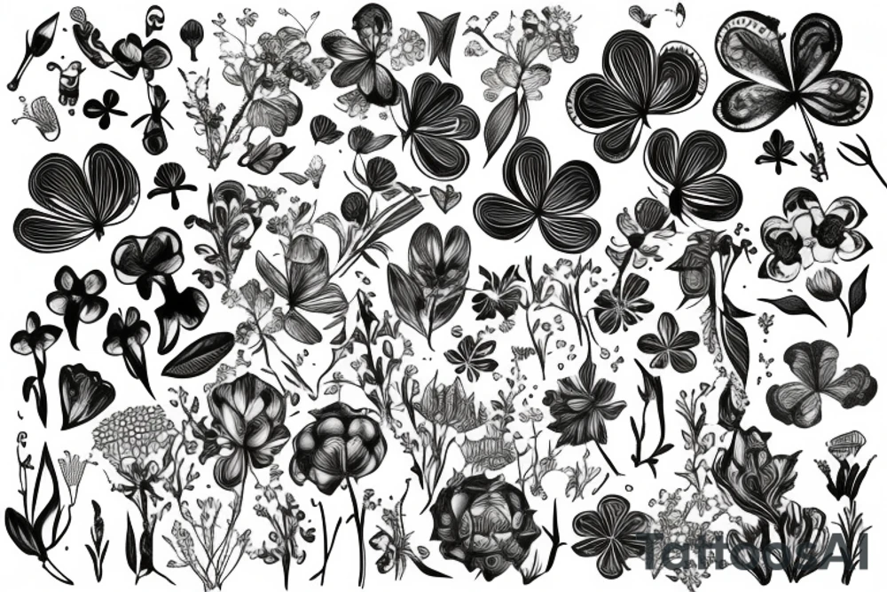 clover and willow botanicals tattoo idea