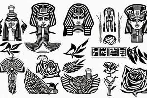 Egyptian god with roses tattoo idea