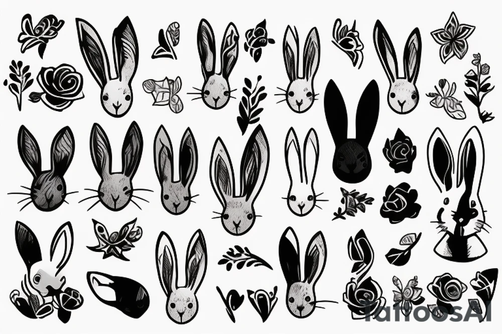 Bunny’s ears in a minimalistic style tattoo idea
