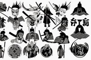 Future Samurai in the cyberpunk Japan tattoo idea