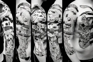 Future Samurai in the cyberpunk Japan tattoo idea