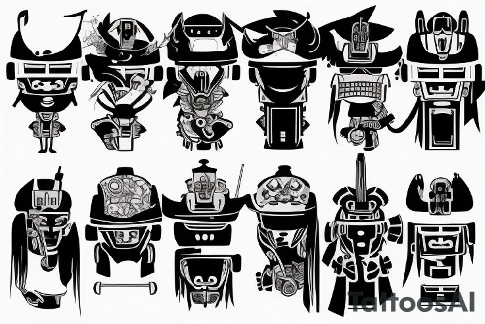 Future Robot Samurai in the cyberpunk Japan tattoo idea