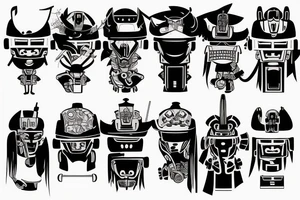 Future Robot Samurai in the cyberpunk Japan tattoo idea