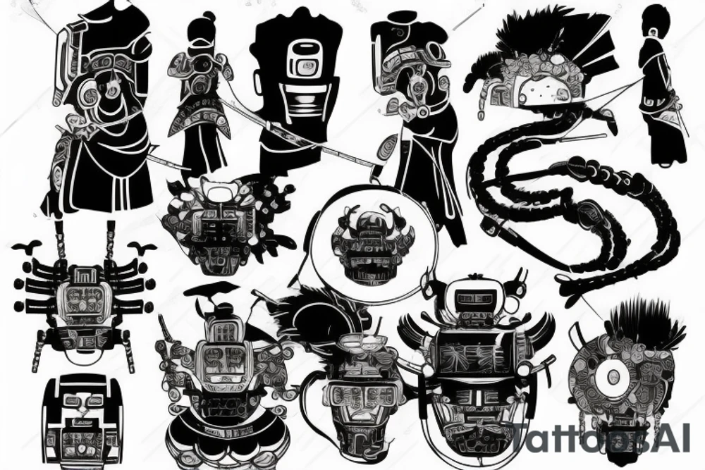 Future Robot Samurai in the cyberpunk Japan tattoo idea