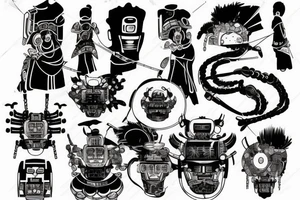 Future Robot Samurai in the cyberpunk Japan tattoo idea