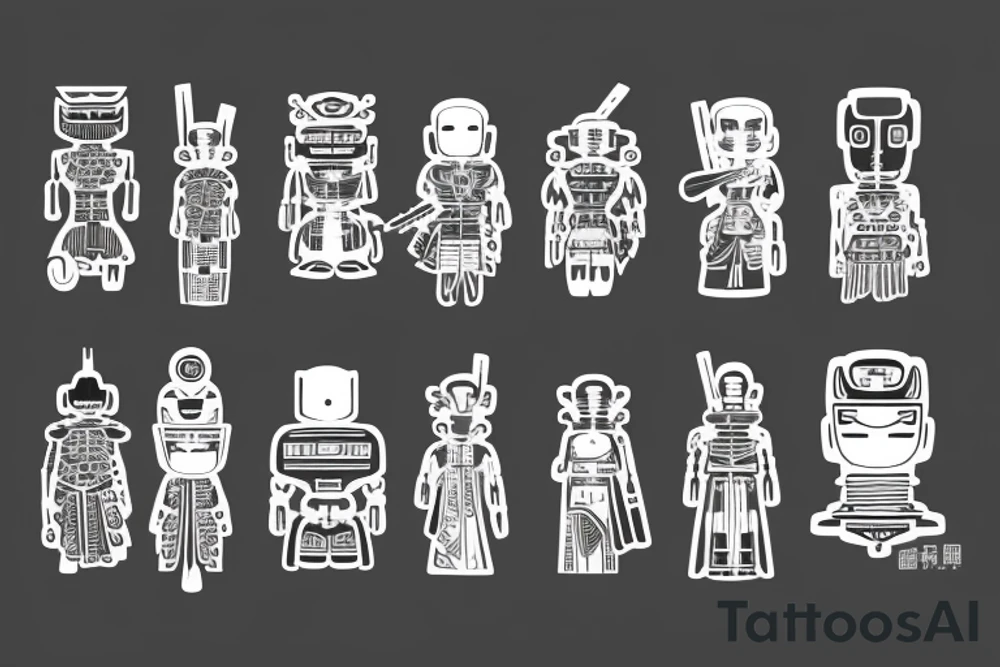 Future Robot Samurai in the cyberpunk Japan tattoo idea Future Robot Samurai in the cyberpunk Japan tattoo idea