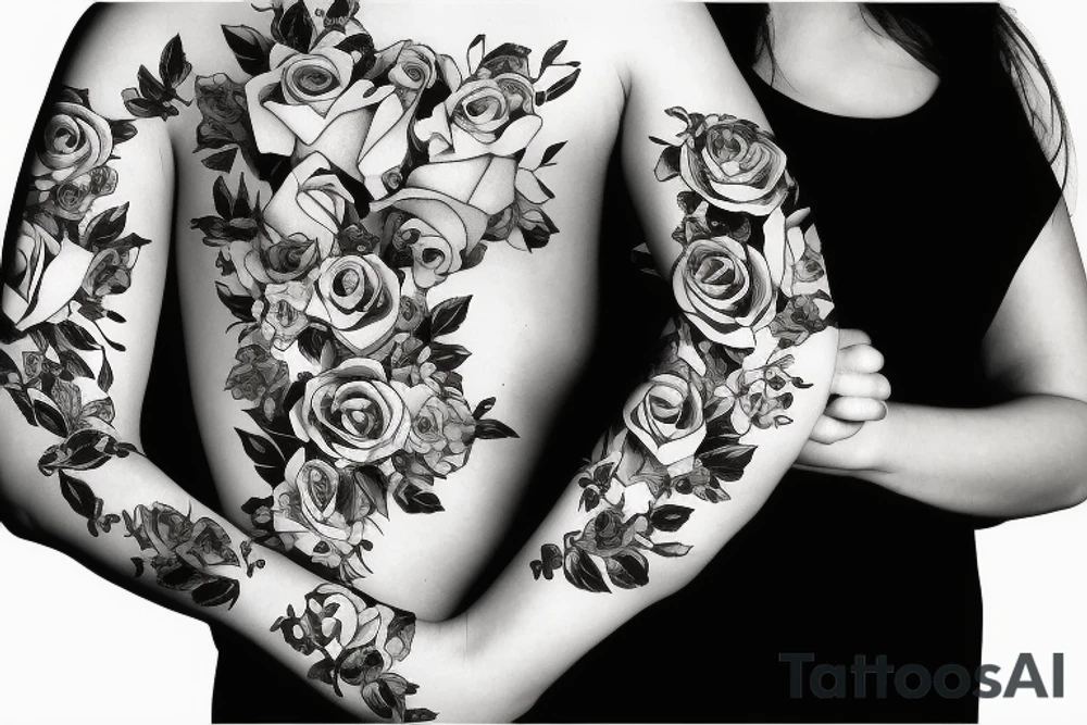 Family wrapped in roses tattoo idea