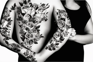 Family wrapped in roses tattoo idea