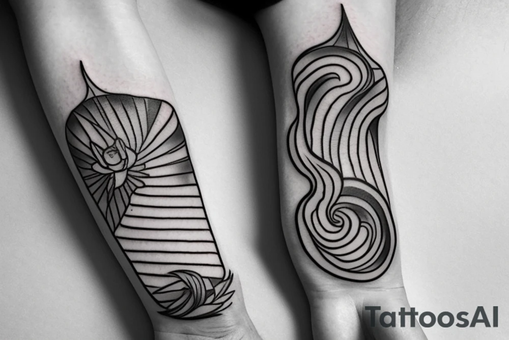 Modify a sunset tattoo with a curve and three lines to an ankle long tatoo tattoo idea