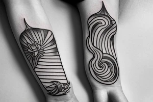 Modify a sunset tattoo with a curve and three lines to an ankle long tatoo tattoo idea