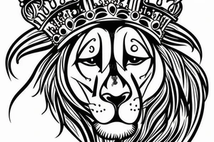 Lioness head with crown and letter e with heart tattoo idea