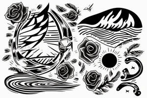 Modify a sunset tattoo with a curve and three lines to an ankle tattoo tattoo idea