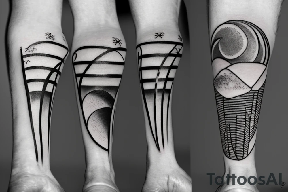 Modify a sunset tattoo with a curve and three lines to an ankle tattoo tattoo idea