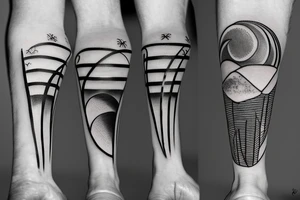 Modify a sunset tattoo with a curve and three lines to an ankle tattoo tattoo idea