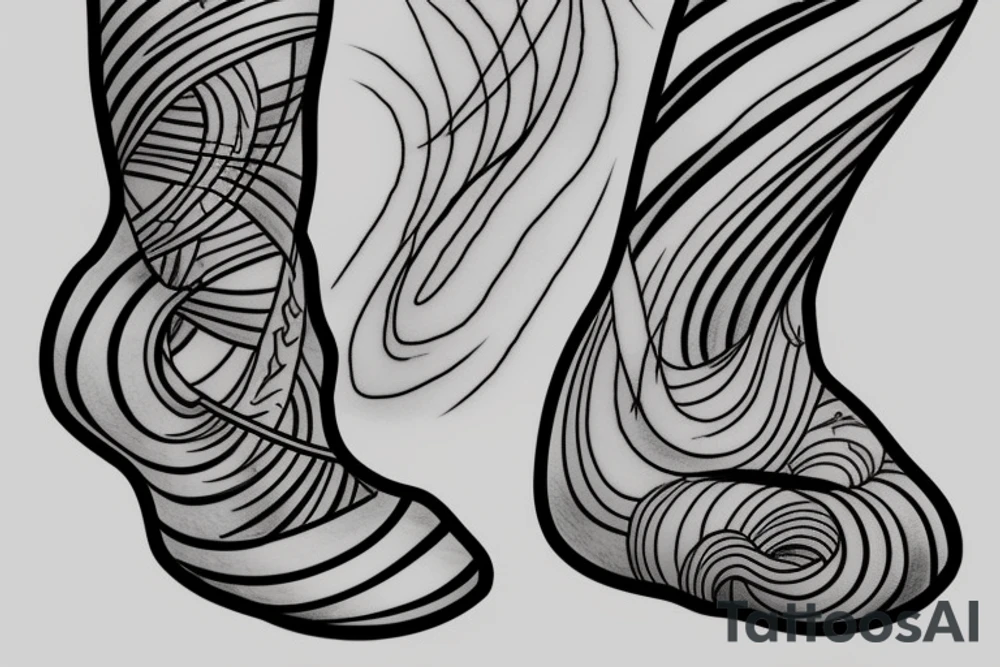 a sunset tattoo with a curve and three lines to an ankle tattoo tattoo idea