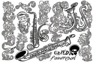 Garfield playing the saxophone tattoo idea