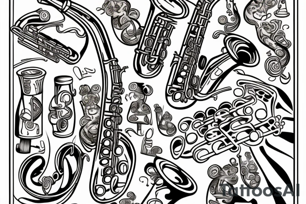 Garfield playing the saxophone tattoo idea