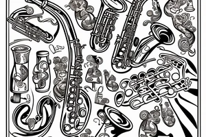 Garfield playing the saxophone tattoo idea