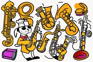 Garfield the cat playing the saxophone tattoo idea
