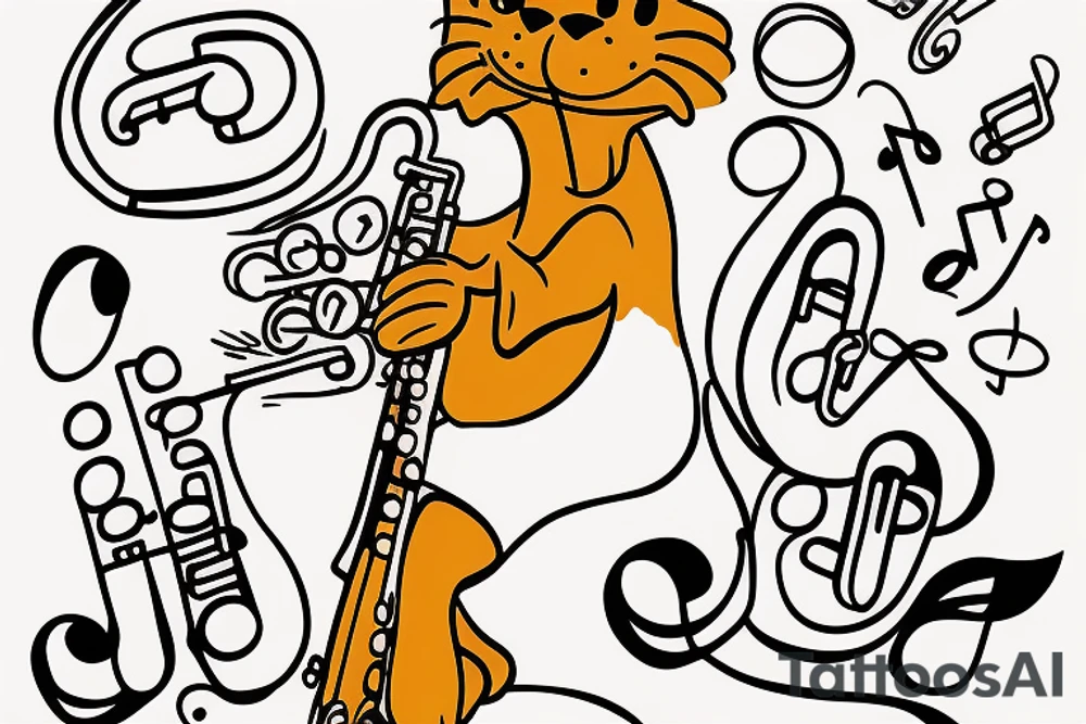 Garfield the cat playing the saxophone tattoo idea