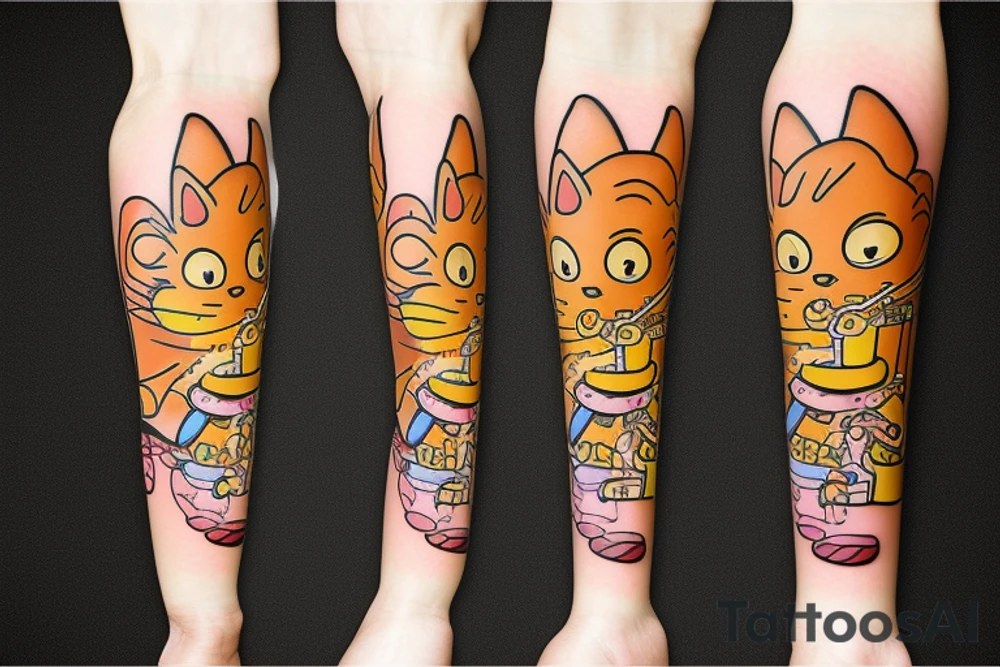 Garfield the cat playing the saxophone tattoo idea