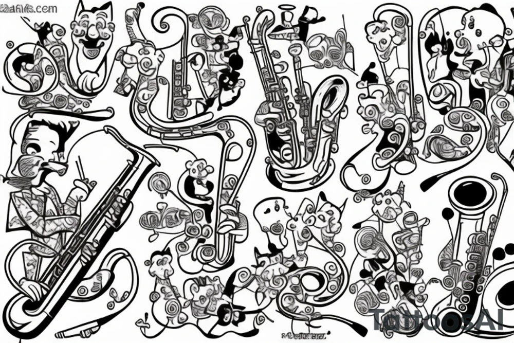 Garfield playing the saxophone tattoo idea