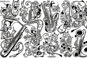 Garfield playing the saxophone tattoo idea