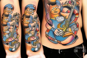 Garfield playing the saxophone tattoo idea