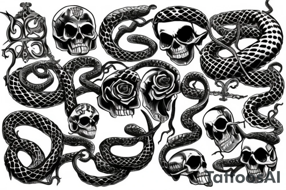 skull with snake and dagger tattoo idea